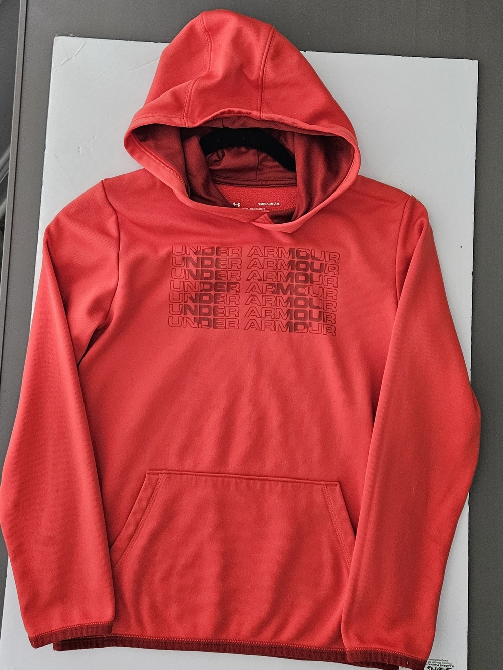 Under Armour Red Youth Pullover Hoodie with Repeat Logo